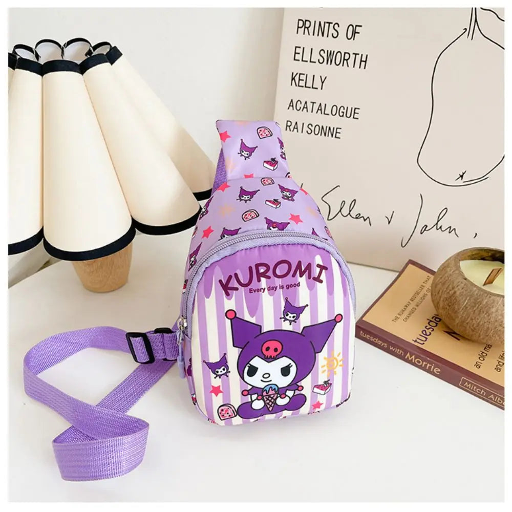 Hello Kitty Children Chest Bag Sanrio figure Kuromi Cute Coin Purse Shoulder Bag Boy Girl Cross Body Bag Fashion Messenger Bag