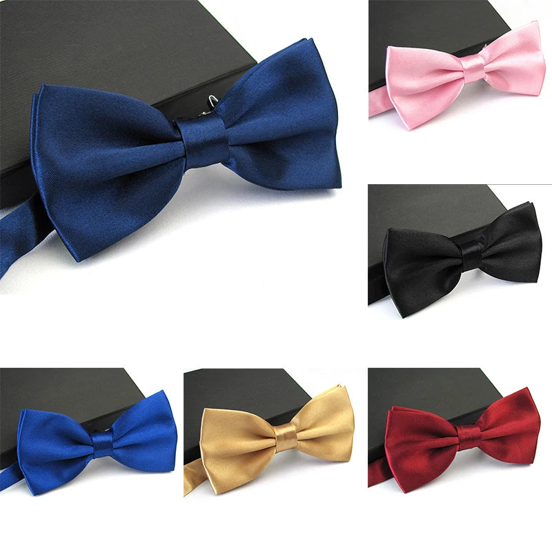 Mens Adult Bowtie Classic Fashion Wedding Party Formal Satin Gift Plaids Multicolor Adjust Neck Bow Tie Clip-On