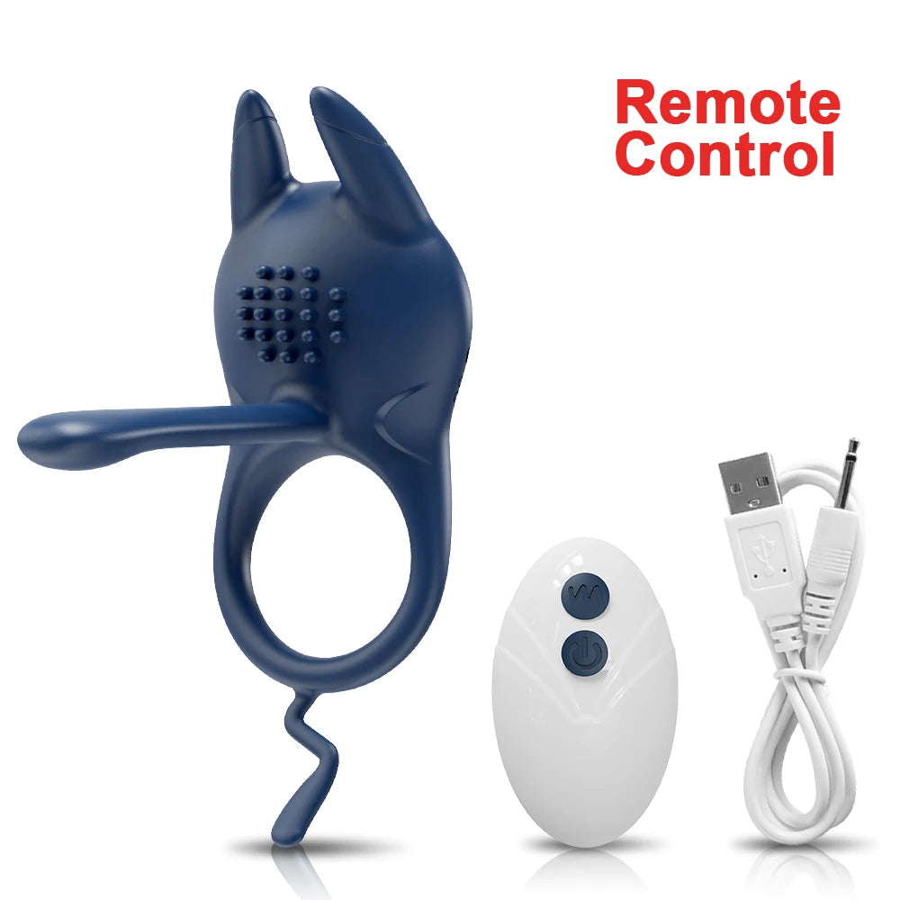 Vibrating Cock Ring for Men Remote Control Penis Ring Ejaculation Delay Chastity Cage Clitoris Stimulation Sex Toy for Couples