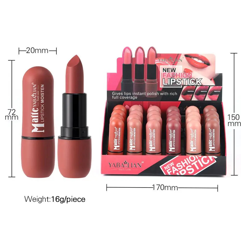 6-Color Matte Lipstick: Velvet Lip Color, Smooth, Waterproof, Long-Lasting Color Lip Makeup