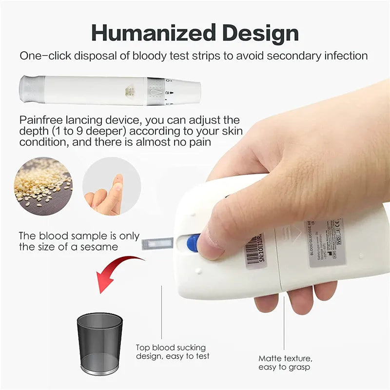 Sinocare Safe Accu2 Blood Glucose Meter Blood Sugar Test Kit Diabetes Home Glucometer with 50pcs Strips or only strips