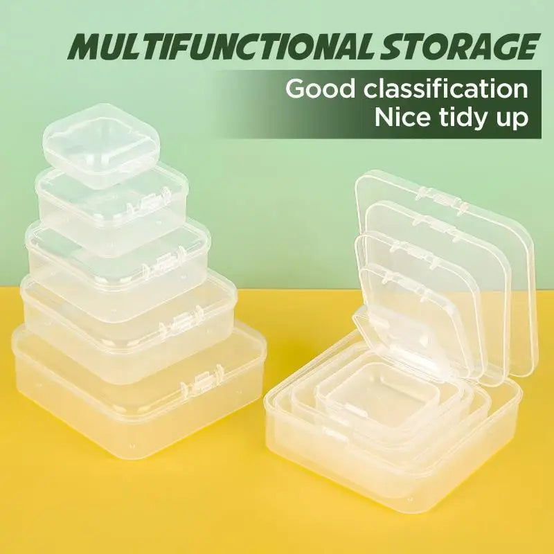 10Pcs PP Storage Box Mini Transparent Plastic Case Container Square Rectangle Packaging Box For Jewellry Beads Small Items