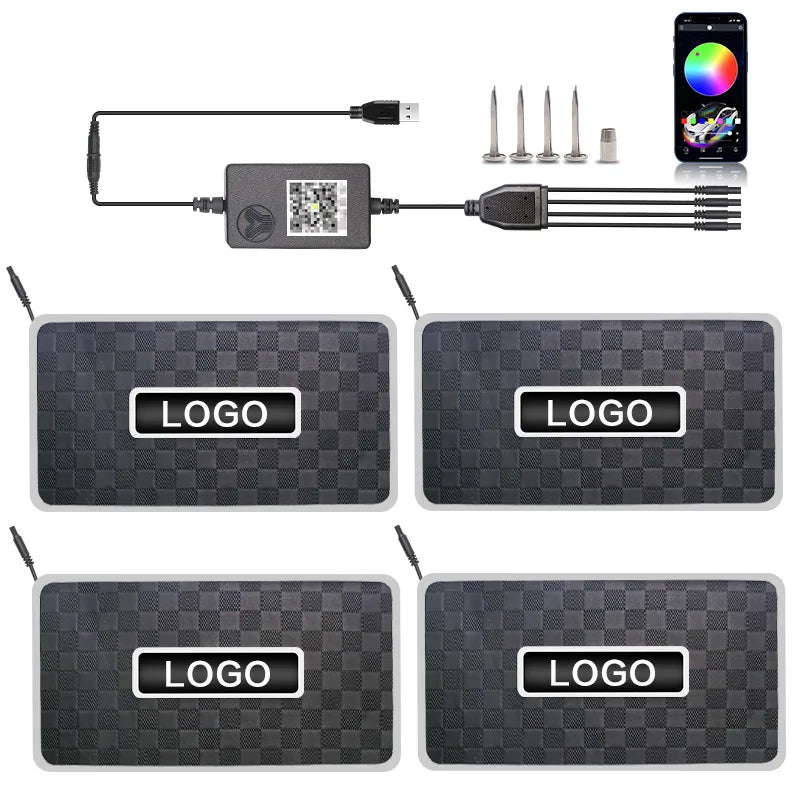 2/4 in 1 Car Floor Mat Ambient Light Customizable Logo RGB Colors App Wireless Control Acrylic Vehicle Supplies Car Accessories