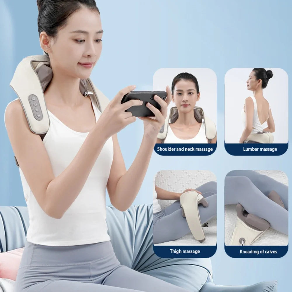 Mini Relaxer  Portable Dredge Kneading Smart Electric Wrap Heated Trapezius Muscle Neck Multifunctional Shiatsu Massage Shawl