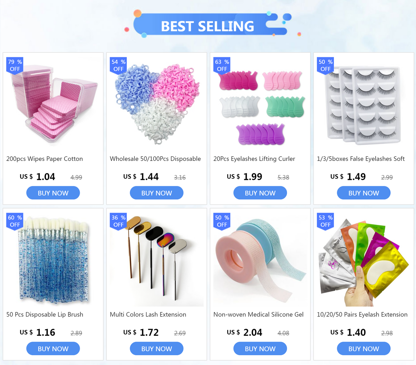 500Pcs Crystal Eyelash Makeup Brush Diamond Handle Mascara Wands Eyelash Extension Tool