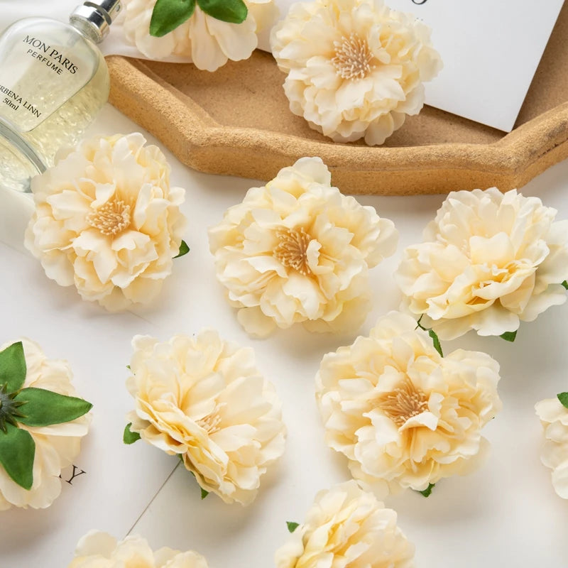 5/10pcs Artificial Flower Silk Peony Scrapbook Diy Home Vase Christmas Wreath Wedding Wall Decoration Garden Arch Accessories