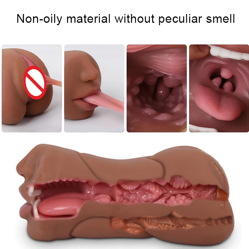 3 In 1 Vagina Stick Male Masturbator Sex Toys For Men Realistic Artificial Rubber Pussy Masturbation Blowjob Sexitoys Adults 18