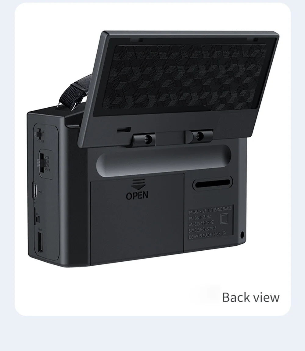 Portable FM AM SW Radio Rechargeable Outdoor Solar Full Band High Sensitivity Radio Receiver with LED Lighting Bluetooth Speaker