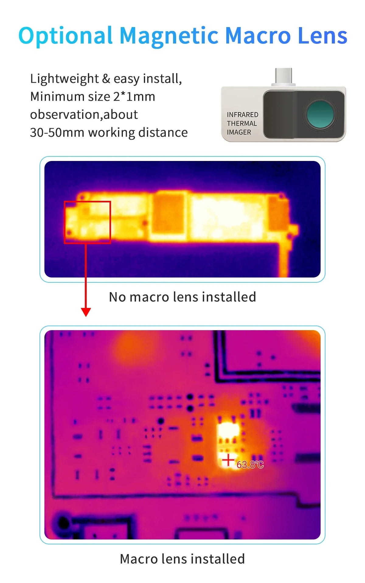 TOOLTOP T256 Thermal Camera 256*192 Type-c Infrared Camera 25Hz High Refresh Rate Thermal Imager for Industrial Heating Repair