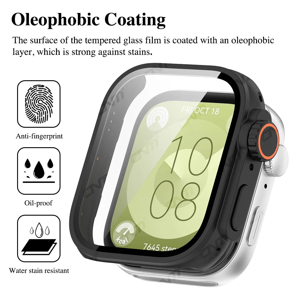 For Huawei Watch Fit 3 Hard Case Tempered Glass Screen Protector Appearance Upgrade Change To Iwatch Ultra 1/2 49MM Accessories