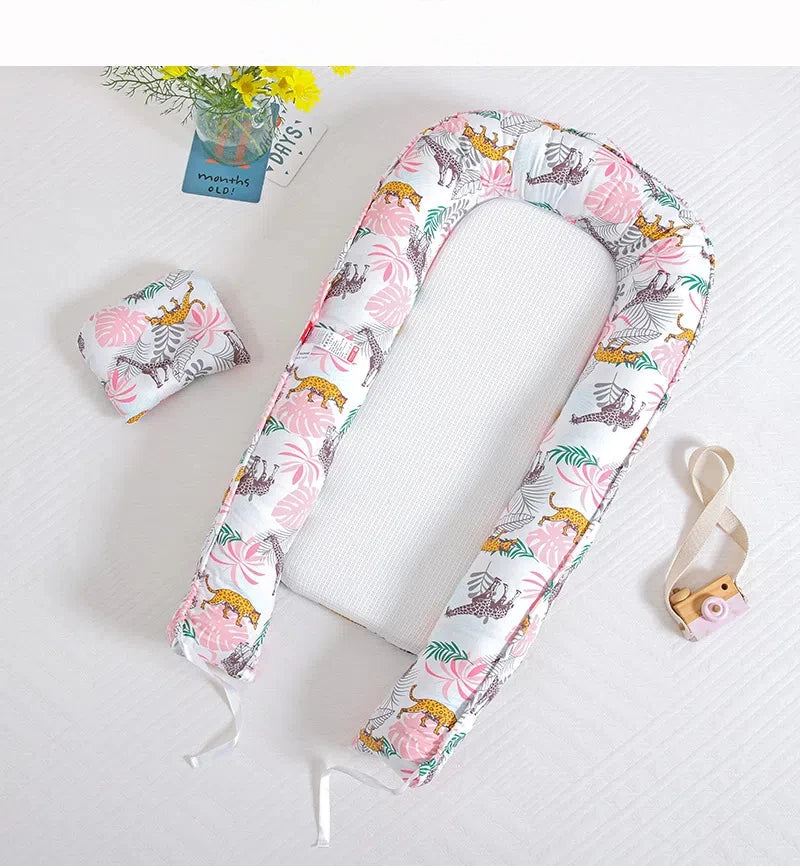 Soft Baby Sleeping Nest Bed Infant Cot Lounger Portable Co-sleeping Cribs for Newborn Bassinet Cotton Portable Crib Travel Bed