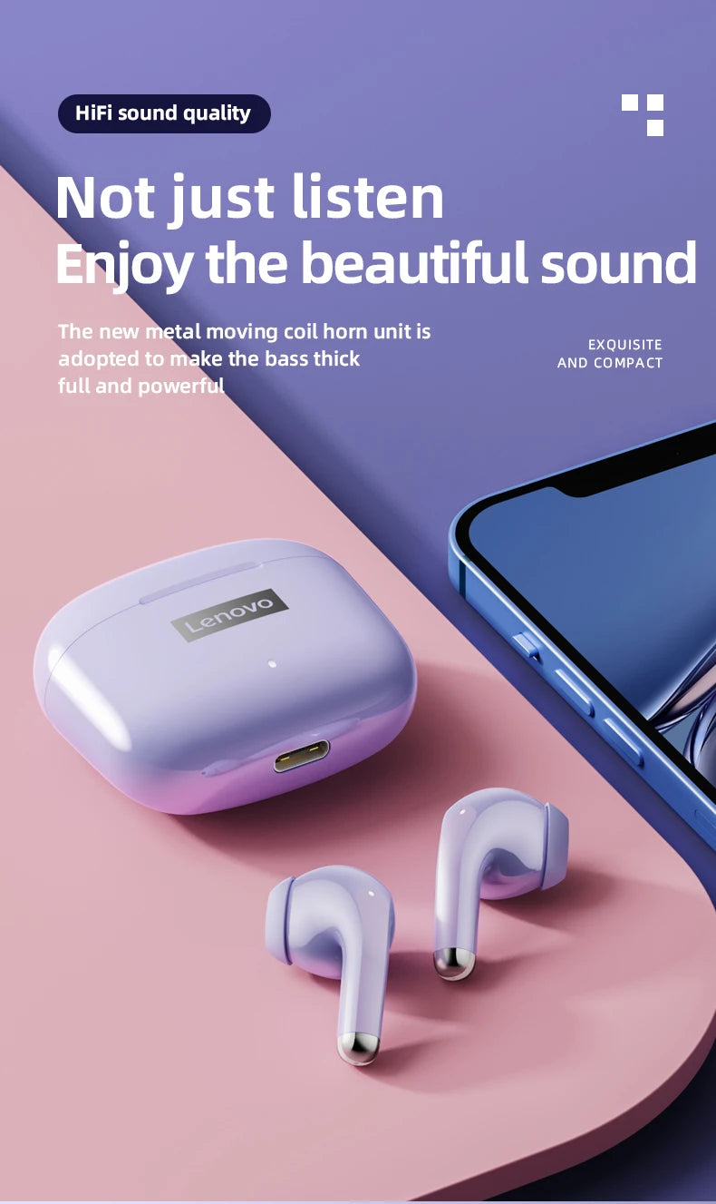 Upgraded Lenovo LP40 Pro TWS Earphones Wireless Bluetooth 5.1 Sports Noise Reduction Earphones Touch 250mAH Headset