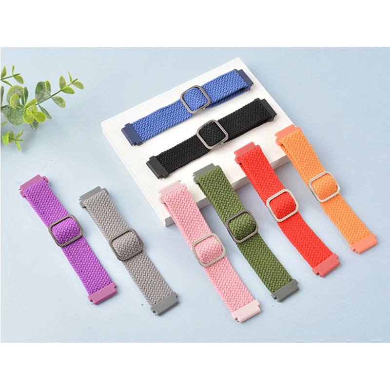 20mm 22mm Elastic Band For Samsung Galaxy Watch 7/6/5/4/FE Active 2 Gear S3 Braided Nylon Strap For Huawei Watch GT 5/4/3/2 46mm