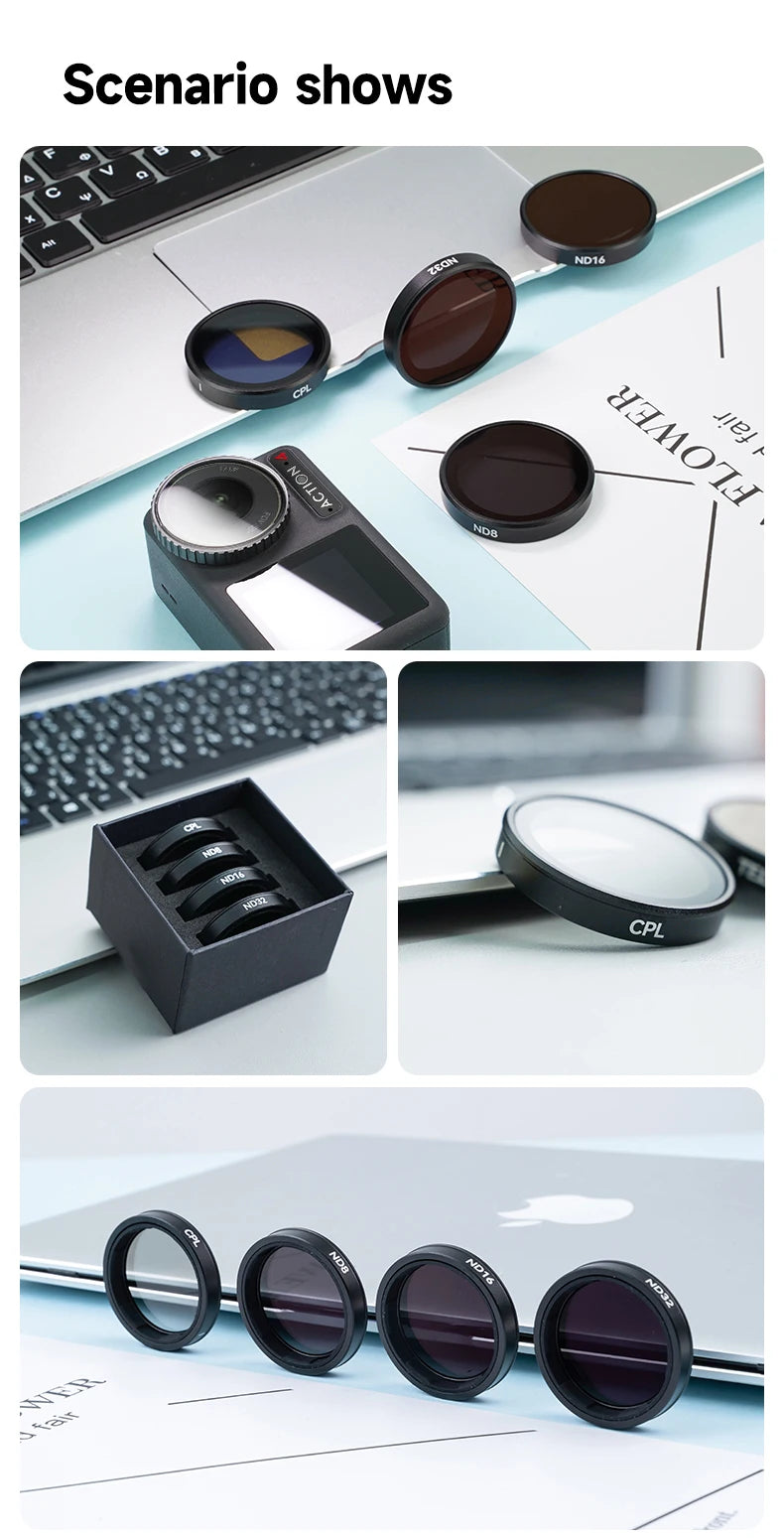 TELESIN CPL ND8 ND16 ND32 Lens Set Aluminium Alloy Frame for DJI OSMO Action 3 4 5pro ND CPL Filter Action Camera Accessories