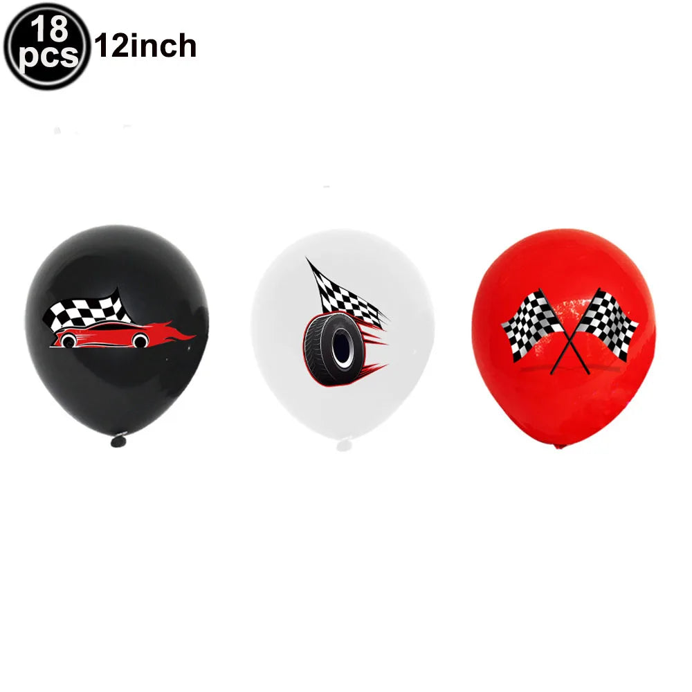 Traffic Cones and Racing Checkered Flags Black White Flags Kids Racing Theme Decorations for Race Car Birthday Party Supplies
