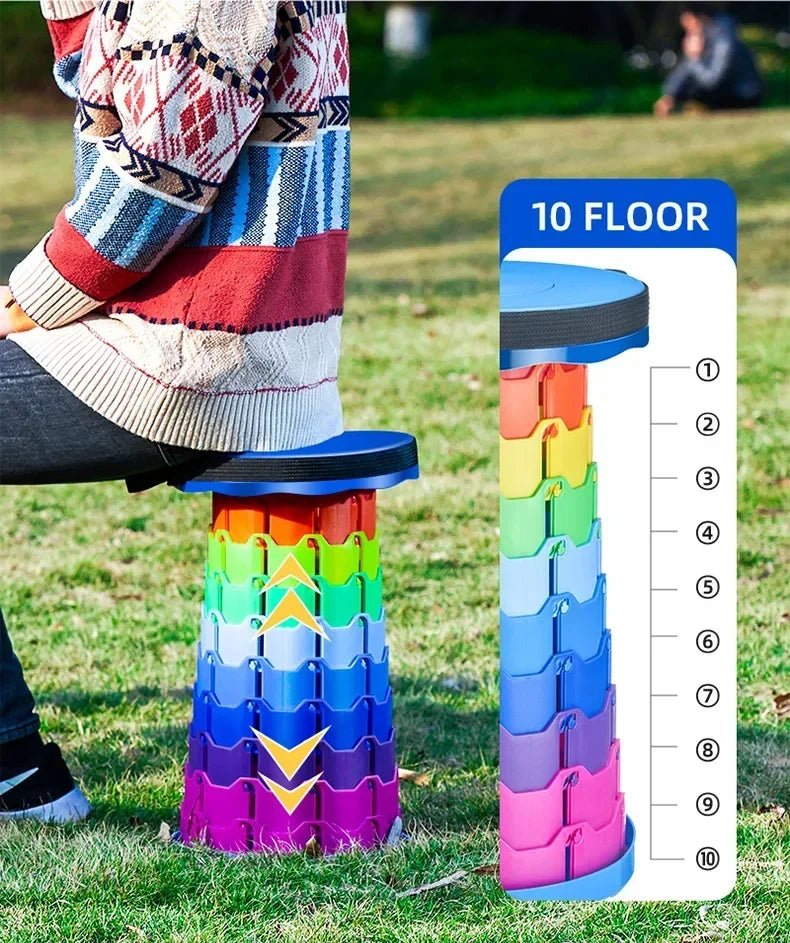 Popular Lightweight Plastic Folding Stool Portable Rainbow Folding Expandable Stool and Space Saving Furniture