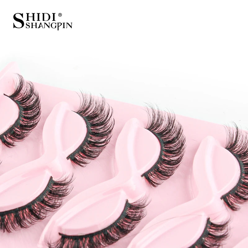 3/5 Pairs Cat Eye False Lashes Natural Short Fluffy Eyelashes Wispy Half False Eyelashes Eye End Extension Faux Mink Makeup