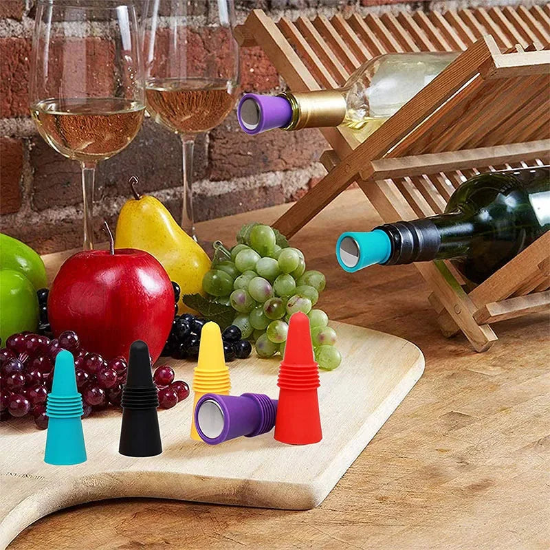 Silicone Wine Bottle Stopper Set Whisky Accessories Leak Proof Beer Champagne Cap Closer Wine Cork Plugs Lids Kitchen Bars Tools