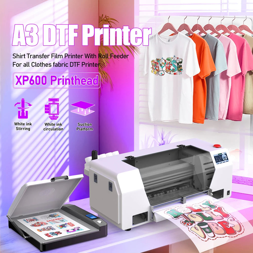 13" DTF Printer A3 Directly To Film XP600 impresora dtf A3 with DTF Powder Shaking Machine for clothes jeans A3 t shir printing