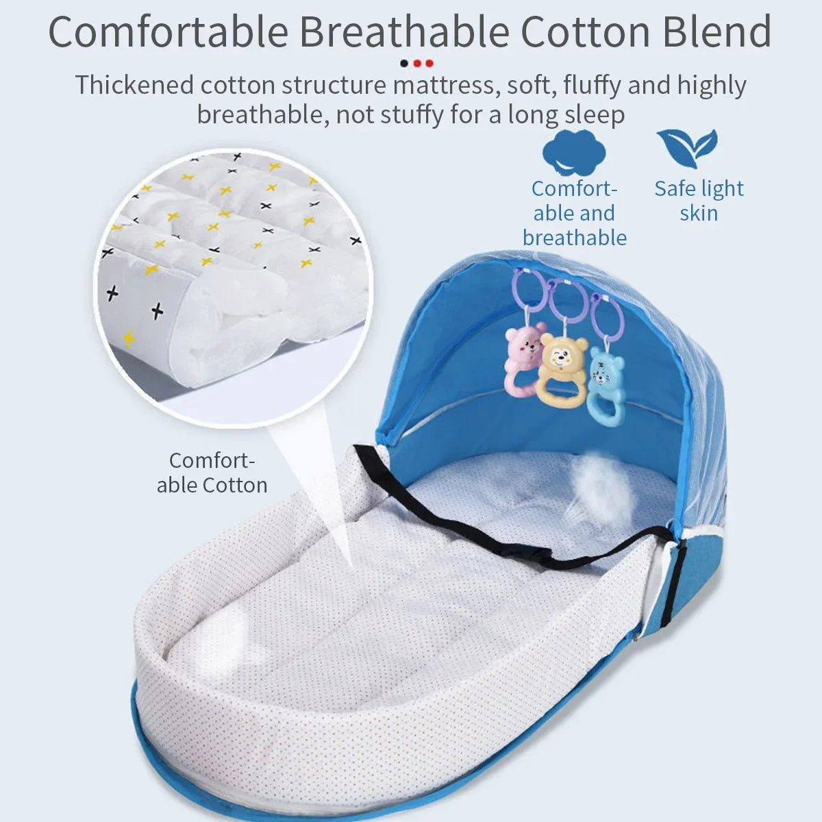 Newborns Cradle Cribs Baby Travel Bed Sleeping Nest with Net Foldable Newborns Baby Nest Mosquito Bassinet Infant Sleeping Bag