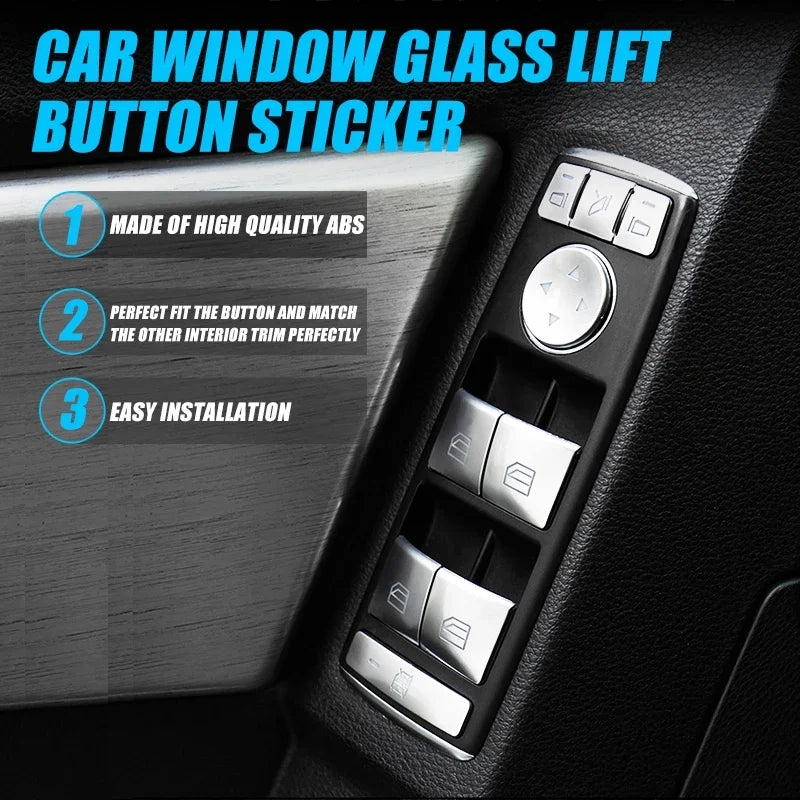 Car Window Lift Button Cover Sticker Switch Panel Styling for Mercedes Benz A B C Class W204 W212 GLA GLK CLA GL ML GLE