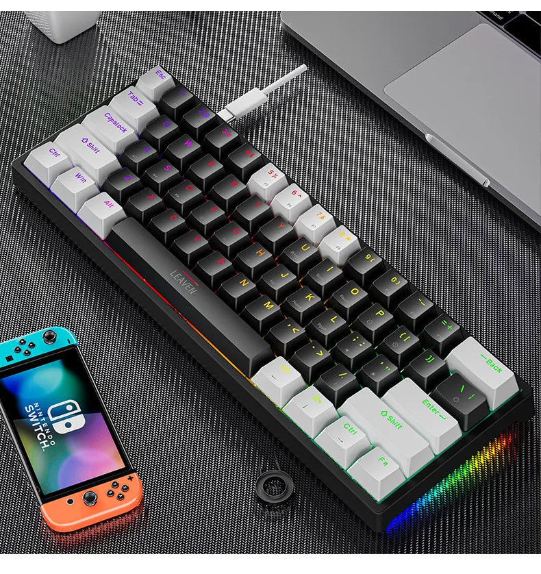 K620 Mini Backlit RGB Gaming Mechanical Keyboard Gamer Mechanic Kit 60 Percent DIY Custom PBT Keycap Hotswap Pink White USB PC