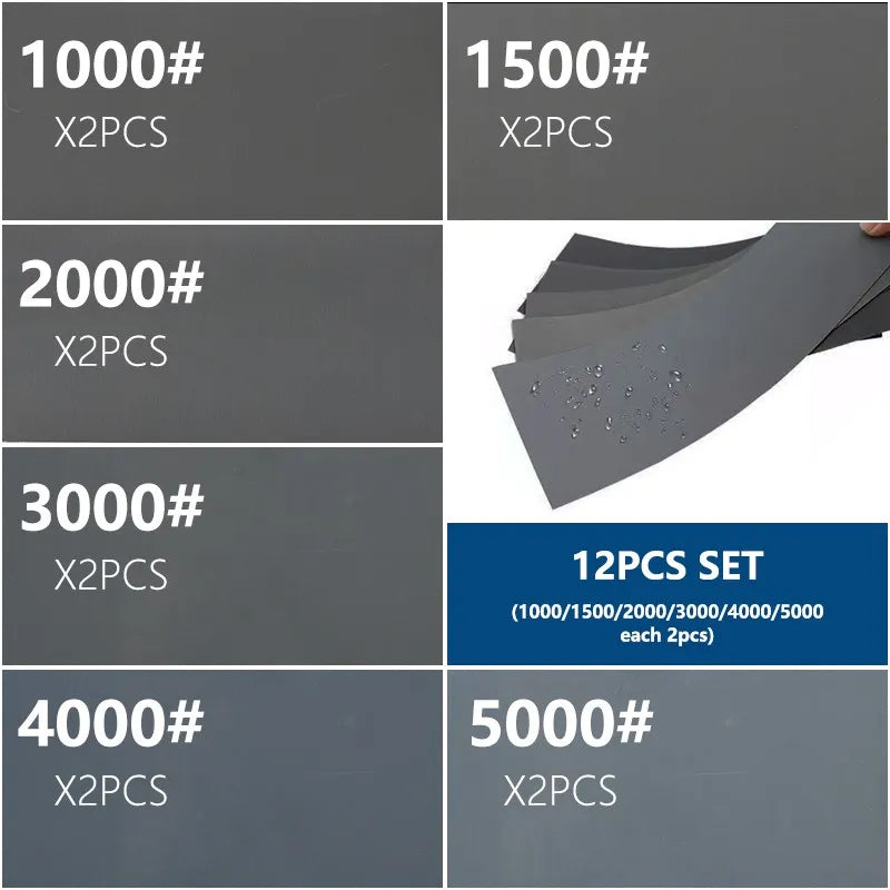 XCAN Sandpaper Set Water Dry Sanding Paper 9x3.6 inch Abrasive Sander Paper for For Wood Metal Automotive Polishing