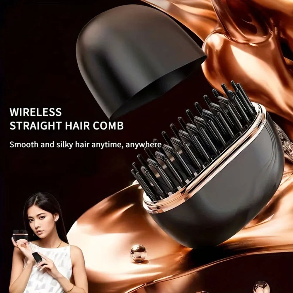 New Wireless Straightening Comb Portable USB Charging Hair Straightener Brush Heating Plates Comb for Smooth Styling Hair Styler