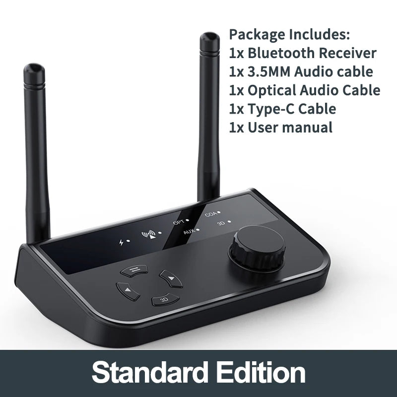 3D Stereo Bluetooth 5.3 Audio Receiver Optical/Coaxial/3.5mm AUX Analog Digital Signal Output Wirelss Adapter For Car Speaker