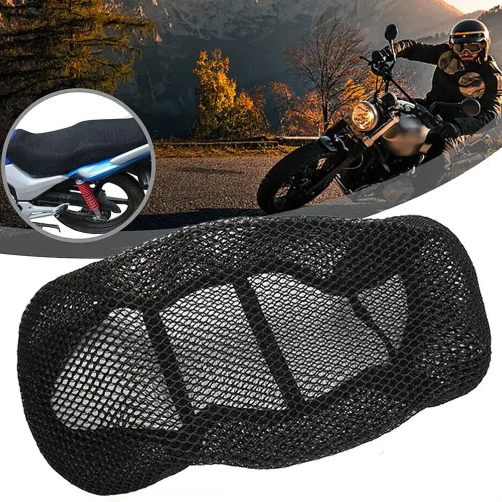 Motorcycle Electric Bike Breathable Seat Cover 3D Mesh Summer Heat Insulation Waterproof Pad Seat Cushion Honeycomb Mesh Cover