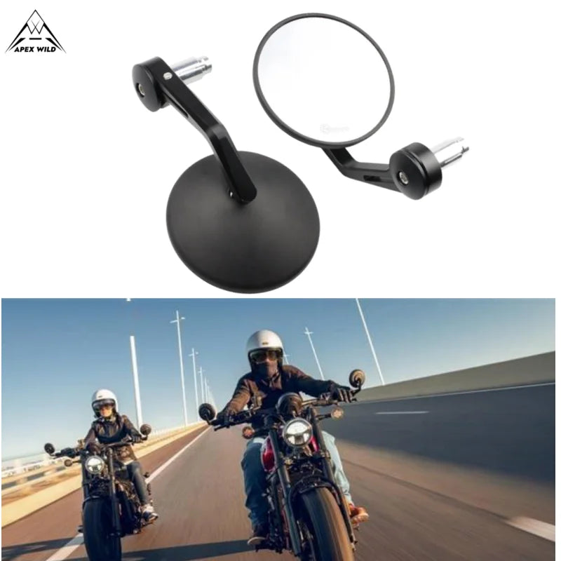 7/8"Motorcycle Handle Bar End Mirrors Black Side Mirror For Yamaha MT/FZ/TMA Kawasaki Z650-up Honda CB-R Rearview Mirror