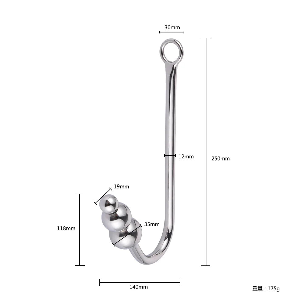 Stainless Steel Anal Hook with Anal Beads Hole Anal Hook Metal Butt Plug Anal Sex Toys Adult Product No Vibrator for men gay