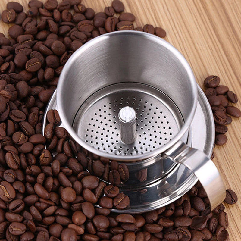 2024 Vietnam Style Coffee Filter Mug Cup Jug Stainless Steel Metal Coffee Drip Cup Filter Maker Strainer Kitchen Accessories