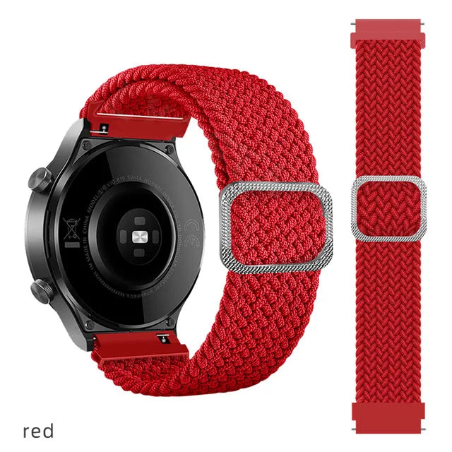 20mm 22mm Elastic Band For Samsung Galaxy Watch 7/6/5/4/FE Active 2 Gear S3 Braided Nylon Strap For Huawei Watch GT 5/4/3/2 46mm
