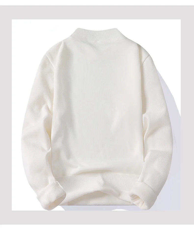 Men's Pullover Soft Sweater Winter Velvet Shirts Brand Clothing Knitted Fleece Warm Cold Blouse Slim Fit Bottom Shirts