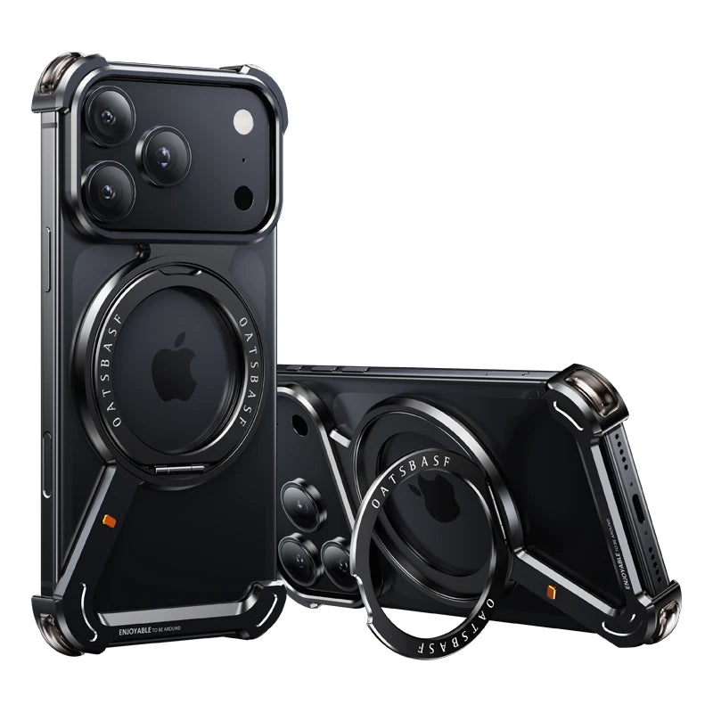 Oatsbasf Phone Case for iPhone 17 Pro/Pro Max/17/Air with 360° Rotatable Stand Metal Frameless Magsafe Protective Shockproof