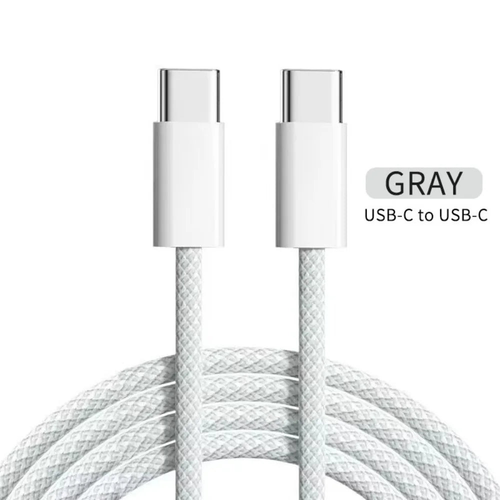 USB C to Type C Fast Charging PD 60W Mobile Phone Date Cable For Iphone16 15 Android Samsung Huawei Type C Braided Charger Cable
