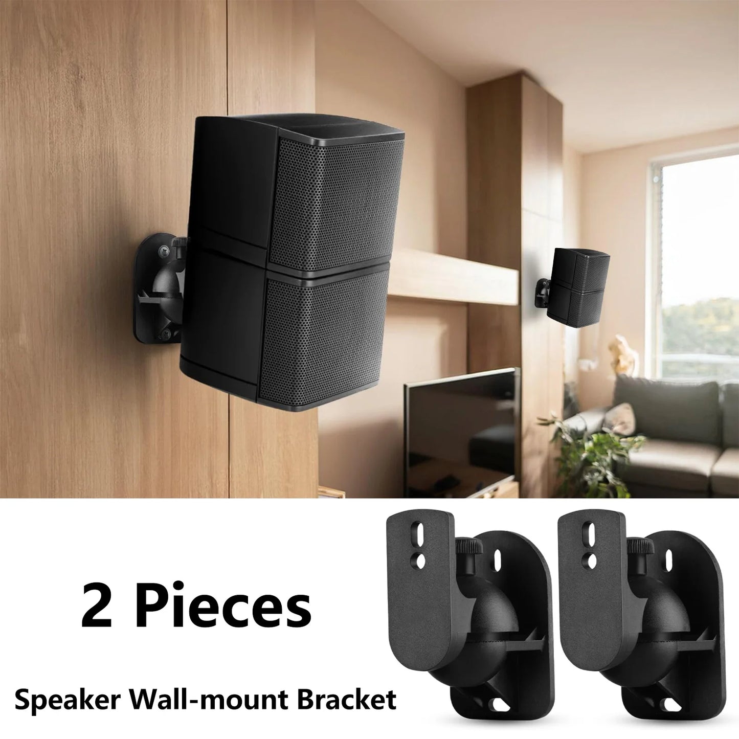 2 Pieces Speaker Wall Mount Bracket Enhanced Sound Space-saving Rugged Durable Small Speaker Wall-Mounted Accessory Audio Stands