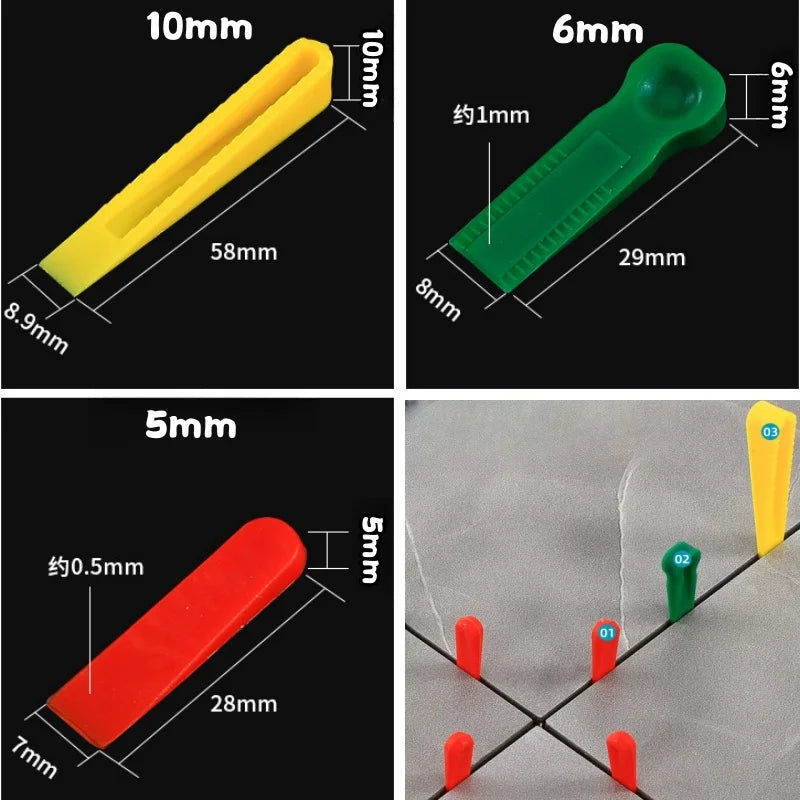 100pcs Reusable 5/6/10mm Plastic Tile Wedge Spacer Leveling Clips Floor Locator Ceramic Tiling Laying Adjustment Construction To