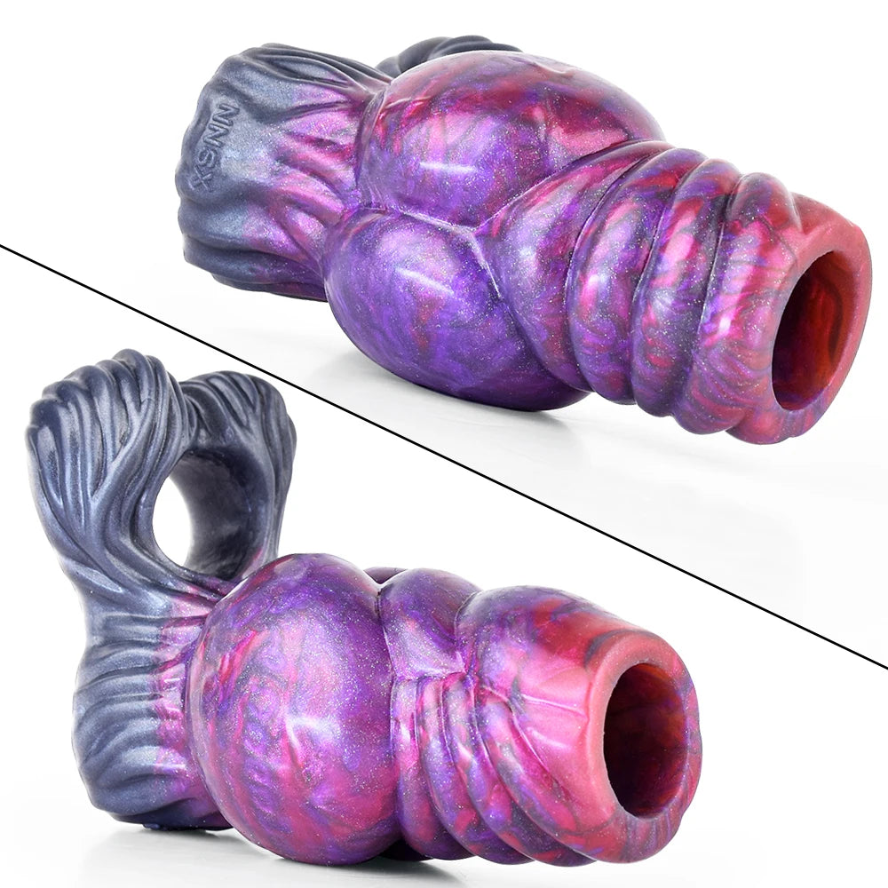 NNSX Animal Penis Sleeve Enlargement with Big Knot Silicone Fantasy Cock Sheath Adults Male Sex Toys for Couples