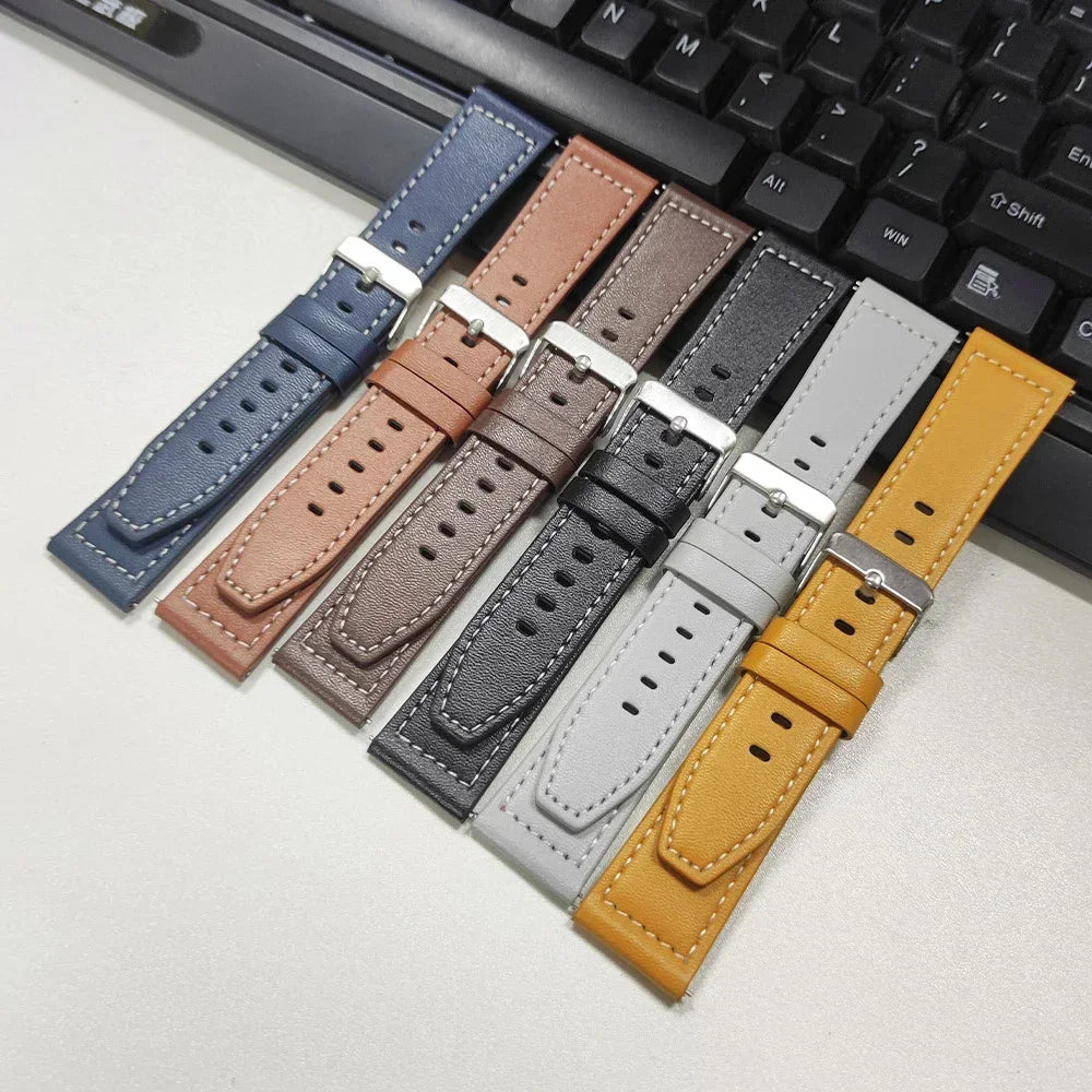 20mm 22mm Strap For Samsung Galaxy watch 7/6/4/5 pro/classic/gear s3/active 2 Soft Leather Wristband for Huawei GT 5 4 3 2 Band