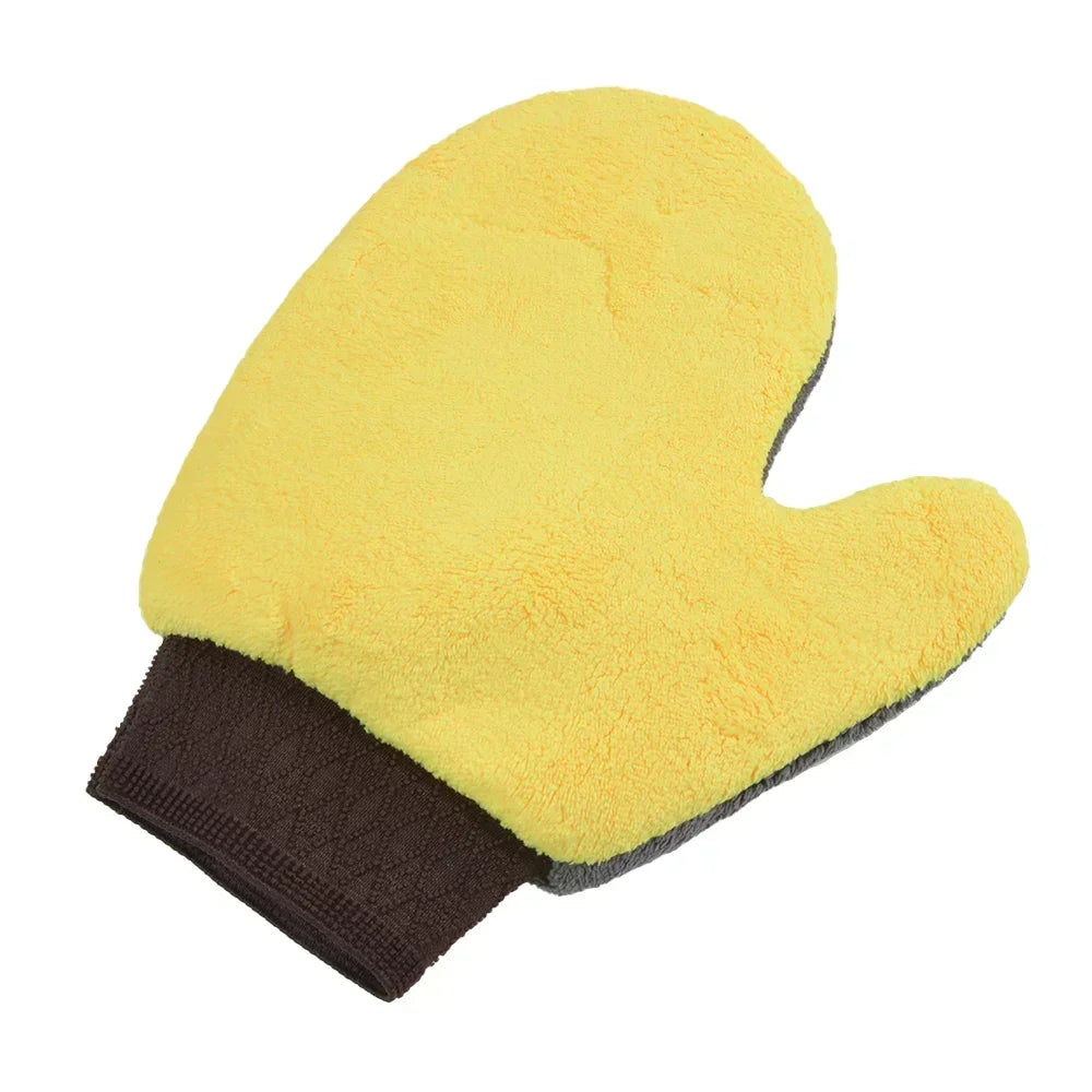 1PC Car Wash Gloves Double-sided Coral Fleece Thickened Super Absorbent Car Wiping Gloves for Motorcycle Car Household