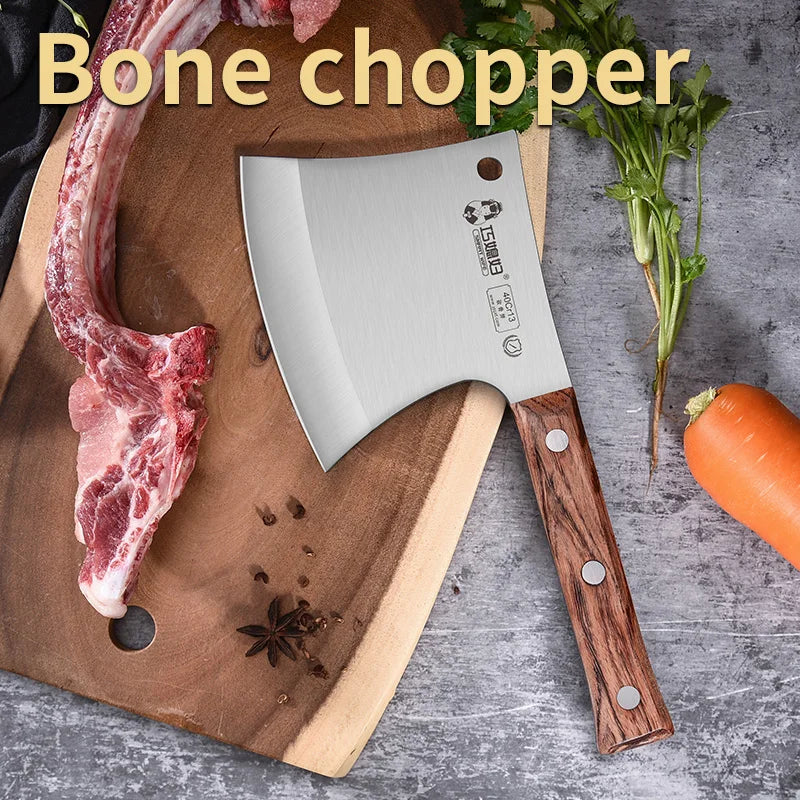 Manganese Steel Butcher Axe | Heavy-Duty Bone Chopper for Home & Commercial Use | Full Tang Forged with Anti-Slip Handle & Hangi
