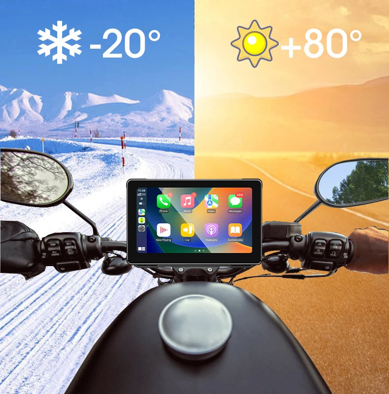 Srnubi 7 inch Portable Motorcycle DVR LCD Display GPS IPX7 Waterproof For Wireless Apple CarPlay Android Auto Airplay Monitor
