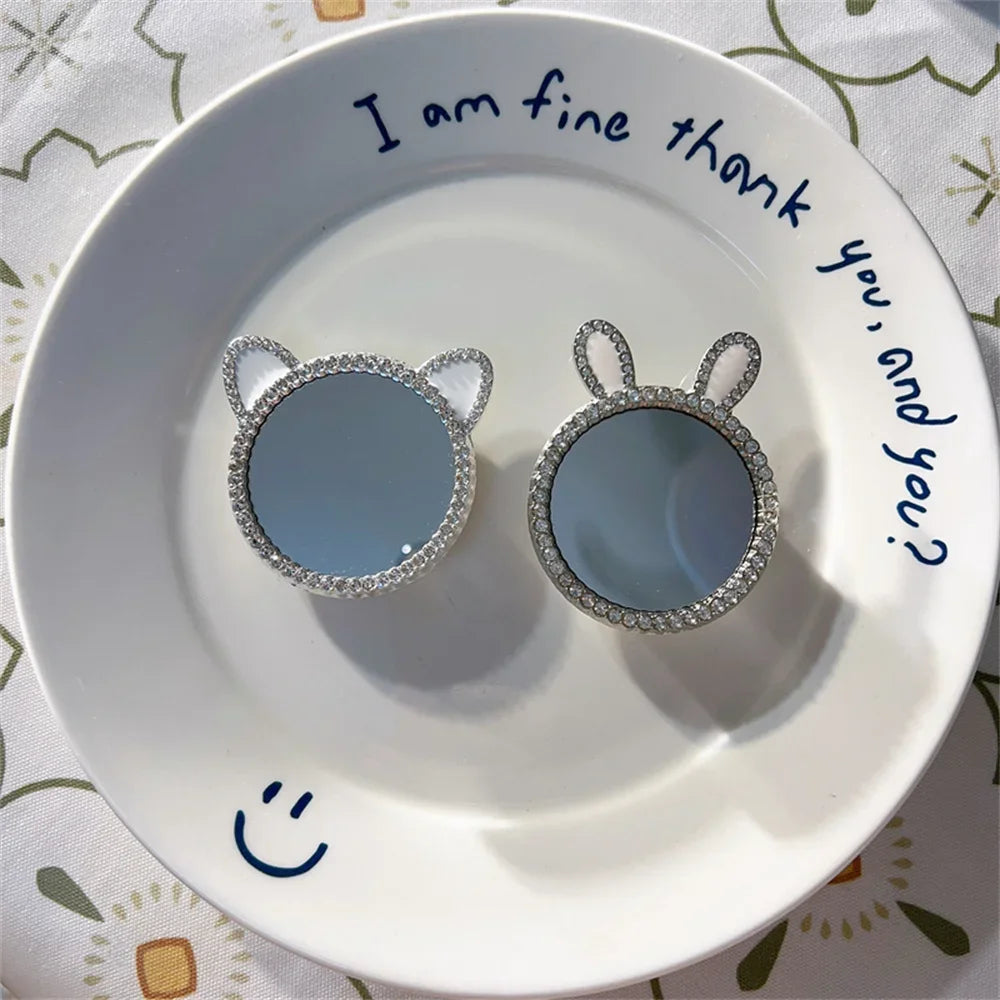 INS Korea 3D Diamond Mirror Griptok Bracket For iPhone 16 15 Lovely Macaron Universal Phone Holder Ring Support Stand Grip Tok