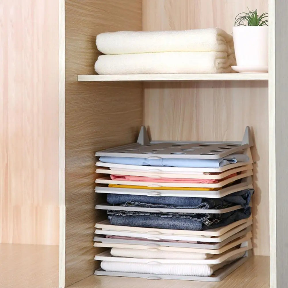 Stackable Shirt Organizer Boards Foldable Clothes Storage Space Saving Wardrobe Drawer Organizer for T Shirt Sweaters Closet Use