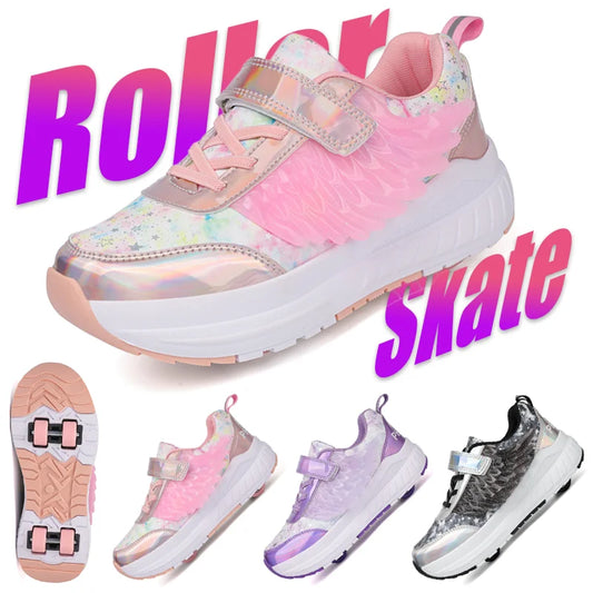 Kids Roller Skate Shoes Snickers With 4-Wheels Children Rollerskates Fashion Outdoor Sports Shoes Girls Boys Gifts