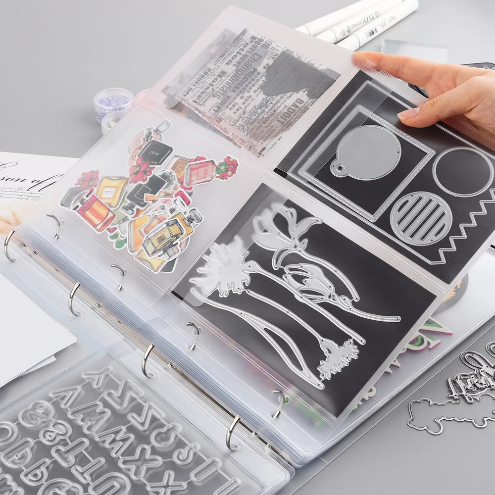 A4 Die Storage Book Binder 1/2/3/4 Page Protectors Pockets Inserts Organizer for Stamps Dies Stencil Storage Bag 2024 New