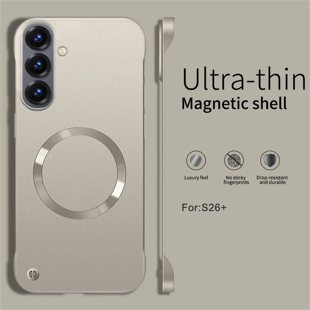 Ultra Thin PC Frameless Magnetic Phone Case for Samung S26 Ultra S25 Edge S24 FE S22 S23 Plus A56 A55 for Magsafe Matte Cover