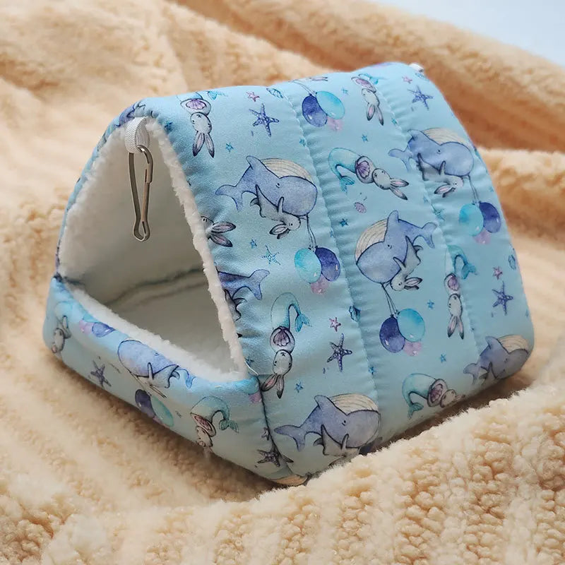 Cute Cartoon Winter Rabbit Squirrel Mini Cage Guinea Pig Nest Small Animal Mice Rat Pet Sleeping Bed Hamster House Warm Soft Mat